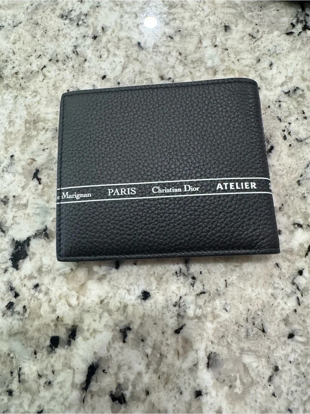 Rare Christian Dior Atelier Black Pebbled Leather Bi-Fold Wallet